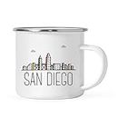 Andaz Press 11oz. Stainless Steel Campfire Coffee Mug Gift, San Diego, Colorful City Skyline Graphic, 1-Pack, Christmas, Birthday Gift Ideas Family Coworker Him Her, Includes Gift Box
