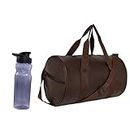 TRUE INDIAN Gym Duffel Bag with Water Bottle |Travel Bag | 600ml BPA Free Water Bottle Flip top Sipper lid with Carry Handle | Men & Women Sports | Travel | Camping Bag (Brown)