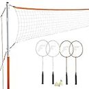 Franklin Sports Badminton Set - Backyard Badminton Net Set - Rackets and Birdies included - Backyard or Beach Badminton Set - Starter Set, One Size