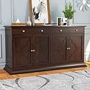 GADWAL FURNITURE Solid Sheesham Wood Wooden Sideboard Storage Cabinet & Chest of Drawer : Ideal for Living Room and Bedroom with 2 Drawers and 4-Shelf Storage (Colton, Walnut Finish)