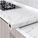 2 x 33FT Glossy Marble Wall Paper Granite White/Grey Kitchen Countertop Cabinet Furniture Refurbishment Thick Removable Wallpaper Peel and Stick Vinyl Roll