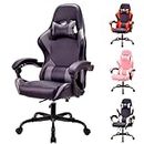 T-THREE.High back ergonomic computer chair,gaming chair,office chair,desk chair,swivel chair,racing chair,adjustable lumbar support and headrest,can bear 150kg weight(Gray)