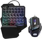 SANCTUARY One Handed Gaming Keyboard + BLOODBAT Mouse , 35 Keys Portable Mini Gaming Keypad Ergonomic Game Controller for PC PS4 Gamer Wired USB Gaming Keyboard and Mouse Combo Combo Set