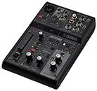 Yamaha AG03MK2 3-Channel Live Streaming Mixer with USB Audio Interface, for Windows, Mac, iOS and Android, in Black