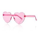 Jagowa Love Heart Sunglasses - Rimless Transparent One Piece in Candy Colors for Girls & Women. Perfect for Parties!