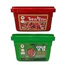 UMAI Korean Gochujang Chilli Paste 500g & Korean Ssamjang Paste 500g | Provides Umami-Rich Sweet Heat | Pack of 2 | Korean Hot Chilli | Spicy Red Chilli Pepper & doenjang Paste | Product of Korea