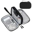 FYY Electronic Organizer, Travel Cable Organizer Bag Pouch Electronic Accessories Carry Case Portable Waterproof Double Layers All-in-One Storage Bag for Cable, Cord, Charger, Phone,-Pattern Black(M), Black-Pattern, Small, Double Layer-m