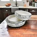 SOULCRAFTZ Ceramic Pasta Bowl Set of 3 Pieces Stackable Sizes (5.5 inch, 6.5 inch, 7.5 inch) | Ceramic Serving Bowls | Pasta Serving Plate (White)