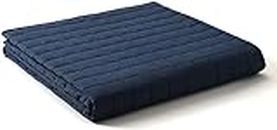 YnM Exclusive Weighted Blanket, Soothing Cotton, Smallest Compartments with Glass Beads, Bed Blanket for One Person of 160lbs, Ideal for Queen/King Bed (60x80 Inches, 17 Pounds, Navy)