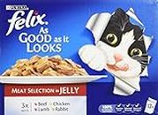 Felix As Good as it Looks Meat Selection in Jelly 12 x 100 g (Pack of 4, Total 48 Pouches)