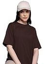 LEOTUDE Womens Oversized Round Neck Cottonblend Half Sleeve T-Shirts (GRL_FS49_Plain_Women_P_Brown_XL)