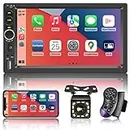 7'' Double Din Car Stereo Build-in Apple Carplay,Bluetooth 5.1 Hand-Free Calling,Touchscreen Car Radio,GPS Navigation,Car FM,Night Vison Backup Camera,Fit Your Car,USB/TF/Subwoorf/240 watts