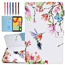 Compatible with iPad 9.7 inch Case/iPad Air Case/iPad Air 2 Case, Funut Case for iPad 6th Generation 2018/iPad 5th Generation 2017, Premium Leather Smart Stand Wallet Protective Cover, Hummingbird