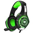 BlueFire Gaming Headset with Microphone, 3.5mm Wired Over Ear Stereo Heaphones with LED Light and Volume Control for PC (Green)