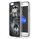 Pnakqil Cover per iPhone 6s / 6, in silicone 3D trasparente con motivo divertente design anti shock TPU custodia di protezione posteriore cover per Apple iPhone6s, cane lupo