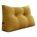 Johnear - Cuscino per la schiena, in lino, per la lettura, grande cuscino lombare per divano, schienale, a cuneo, testiera, cuscino triangolare, cuscino di appoggio, giallo, 60cm