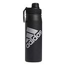 adidas 600 ML (20 oz) Metal Water Bottle, Hot/Cold Double-Walled Insulated 18/8 Stainless Steel, Black/Silver Metallic, One size