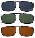 Eyekepper Wide Lens 3-pack Clip-on Polarized Sunglasses 57 * 39MM