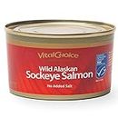 Vital Choice Canned Sockeye Salmon - with edible skin & bones, no added salt (6 cans - 7.5 oz each)