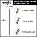 "3/8 Inch X 12 Inch (10x310mm) Sds Plus Rotary Hammer Drill Bit, Carbide Tipped For Brick, Stone, And Concrete (3/8"" X 10"" X 12"")"