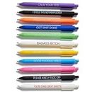 HLPHA 11PCS Funny Pens, Describing Mentality Daily Pen Set, Retractable Pure Color Pastel Gel Ballpoint Pens, 1 mm Fine Point Ink Pens for Office School Writing Journaling Taking Notes