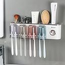 iHave Toothbrush Holders Bathroom Accessories with Toothpaste Dispenser, 4 Cups Toothbrush Holder Wall Mounted Bathroom Decor