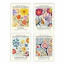 Canssape Set of 4 Flower Market Wall Art Prints Colorful Wall Art Prints 8x10 Wall Pictures for Room Decor Aesthetic Flower Market Poster Prints for Wall Decor Daisy Colorful Wall Art (Unframed)