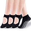 Yoga Socks for Women，Non Slip Grip Socks Ideal for Yoga, Pilates, Pure Barre, Ballet, Dance, Barefoot Workout, 4 Pairs(Black)
