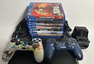 Sony PlayStation 4 PS4 500GB Console Bundle Works Great - 9 Games- 2 Controllers