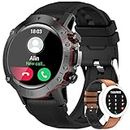 LEMFO Militär Smartwatch Herren, 1.39" Smartwatch mit Telefonfunktion, 114 Sportmodi Smart Watch mit Überwachung von Herzfrequenz, Blutdruck, SpO2, IP68 Wasserdicht, Smartwatches für Android iOS