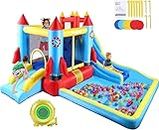 Bounce House with Blower 7in1 Inflatable Bouncer Slide Bouncy Castle for Kids with Slide,Pool,Climbing Wall,Bouncing Area,Bouncy Castle 13X12ft 带鼓风机的弹跳屋7in1充气弹跳器滑梯儿童弹跳城堡,带滑梯、游泳池、攀岩墙、弹跳区,充气城堡 13X12英尺