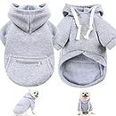 Dog Hoodie Pet Clothes for Dog Cat Dog Sweaters Small Breed Fashion Puppy with Fruit Snack Zipper Pocket Dog Cat Drawstring Sweatshirt (Grey, Small)