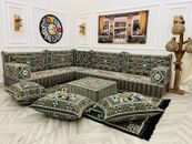 8 inch Seating Thick Dark Grey L Shaped Modular Arabic Sofa Living Room Set