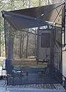 EXCELFU RV Awning Side Shade 9'X7' - Black Mesh Screen Sunshade Complete Kits Camping Trailer Canopy UV Sun Blocker
