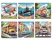 Craftick Wooden Transport Vehicles Games Toys Jigsaw Puzzles for Kids Educational Development for Kids Age 2 and Above. (Set of 6 Vehicles)
