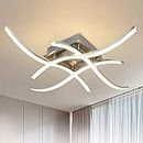 Depuley 4-Light LED Ceiling Light Fixture, 18W Modern Curved Design Flush Mount Ceiling Lamp,1650LM Close to Ceiling Light for Kitchen, Office, Living Room, Bedroom, 3000K-Warm White Light