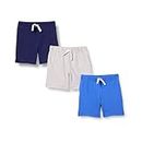Amazon Essentials Unisex Babies' Cotton Pull-On Shorts, Pack of 3, Blue/Grey, 6-9 Months