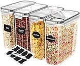 KICHLY Pack of 4 Cereal Containers Storage - Cereal Dispenser & Food Storage Containers for Pantry Organization and Storage -Food Dispensers for Kitchen Counter and Cookie Jars