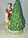Vintage Christmas Tree Music Box Woman Girl Teddy Bear - Oh Christmas Tree 1988