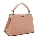 EVVE Women's Small Satchel Bag Classic Top Handle Purses Fashion Crossbody Handbags with Shoulder Strap | NUDE