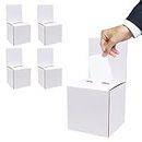 5 Pack Raffle Boxes, Donation Ballot Boxes with Slot & Removable Header, Cardboard Charity Box for Fundraising Tickets Suggestion Collecting Business Card Voting Contest(5.9'' x 5.9'' x 5.9'', White)