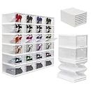 Wondersome Collapsible Shoe Rack Organizer - 24-Compartment Clear Door Storage Containers - Sturdy, Foldable Shoes, Boots, Sneaker Display Cabinet - Stackable Cube Shelf Organization - US-Based Brand