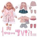 deAO Baby Doll Toys Girl Doll Dress-Up Doll Toy Set Baby Doll Accessories, Doll Clothes, Dolls for 3 4 5 6 7 8 9 Years Old Girls Gift for Birthdays and Christmas