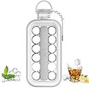 EN'DA professional Ice Ball Maker 2 in 1 Portable Ice Cube Trays Bottle With 17 Grids Flat Body Lid Cooling Ice Pop/Cube Molds For Cold Drink (Gray)