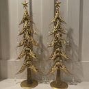 Pier 1 Imports Metal Gold Christmas Trees with Crytsal Drop Ornaments