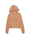 Victoria's Secret PINK Fleece Cropped Everyday Hoodie, Women's Sweatshirt, Beige (S)