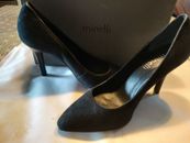 Minelli Brand 36 Suede Black Class Heeled Shoes Pump New 