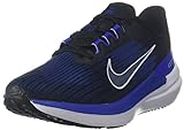 Nike Men's Air Winflo 9 Sneaker, Black White Old Royal Racer Blue, 11