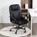 ESTRUCO Leather Office Chair Ergonomic Executive Computer Desk Chairs Swivel Task Chair with Lumbar Support, Sturdy Metal Base (Black with Black Stitch)