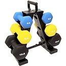 BalanceFrom Colored Neoprene Coated Dumbbell Set with Stand, Multi